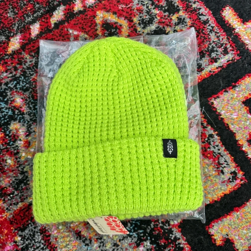 Free People Cool Down Beanie in Lime - Picture 2 of 3